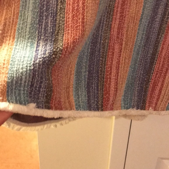 W5 Multicolored Strip Frayed hem Woman’s Halter Tank Top - Picture 3 of 3